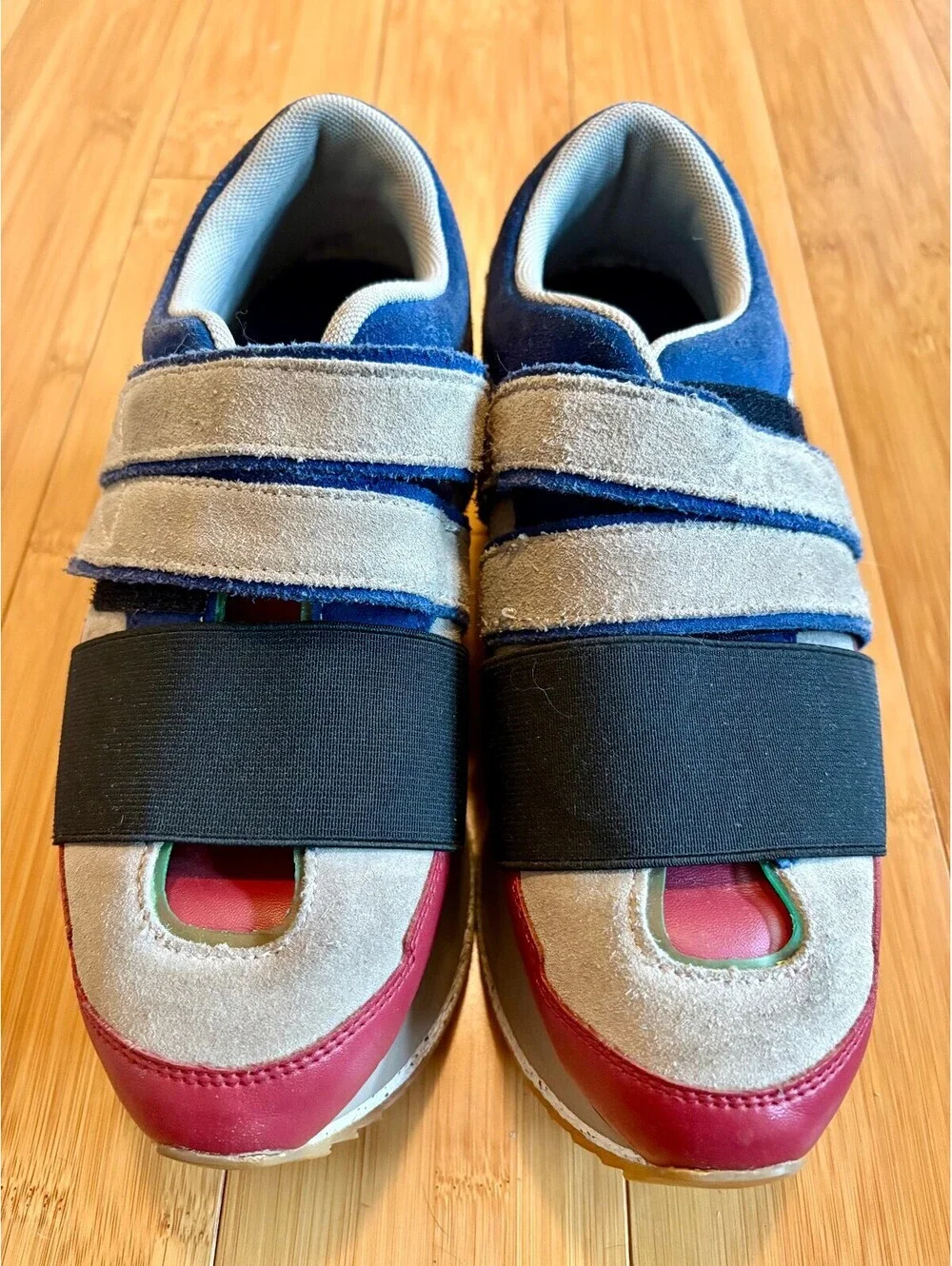 Zara Woman Platform Sneakers EU 38 Patchwork Suede Colorblock Velcro Chunky